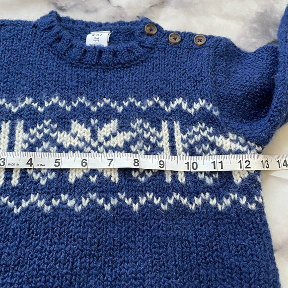 Baby GAP Fair Isle Sweater Blue White Size 2XL (2 Years) - Picture 7 of 9
